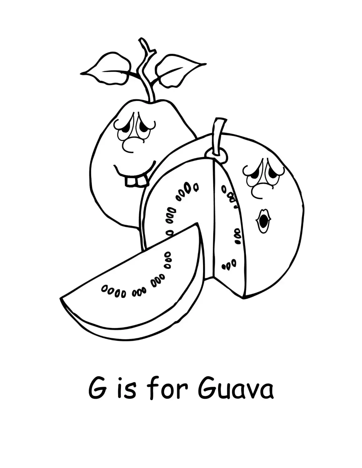 Guava Fruit Kids Coloring Pages Pdf